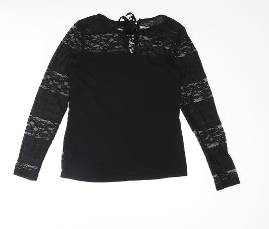 Womens UK Size 10 Dorothy Perkins Black Basic T-Shirt