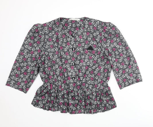 Womens UK Size 16 Debenhams Black Basic Button-Up