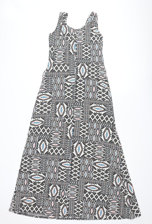 Dorothy Perkins Womens Multicoloured Geometric Polyester Maxi Size 12 Scoop Neck Pullover