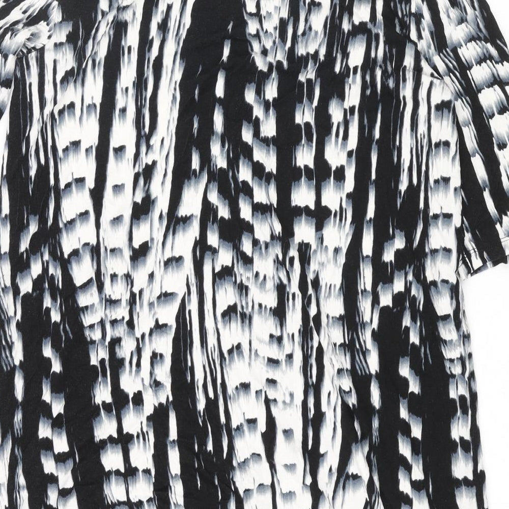 179 Mason Womens Black Geometric Viscose Tunic Blouse Size S V-Neck