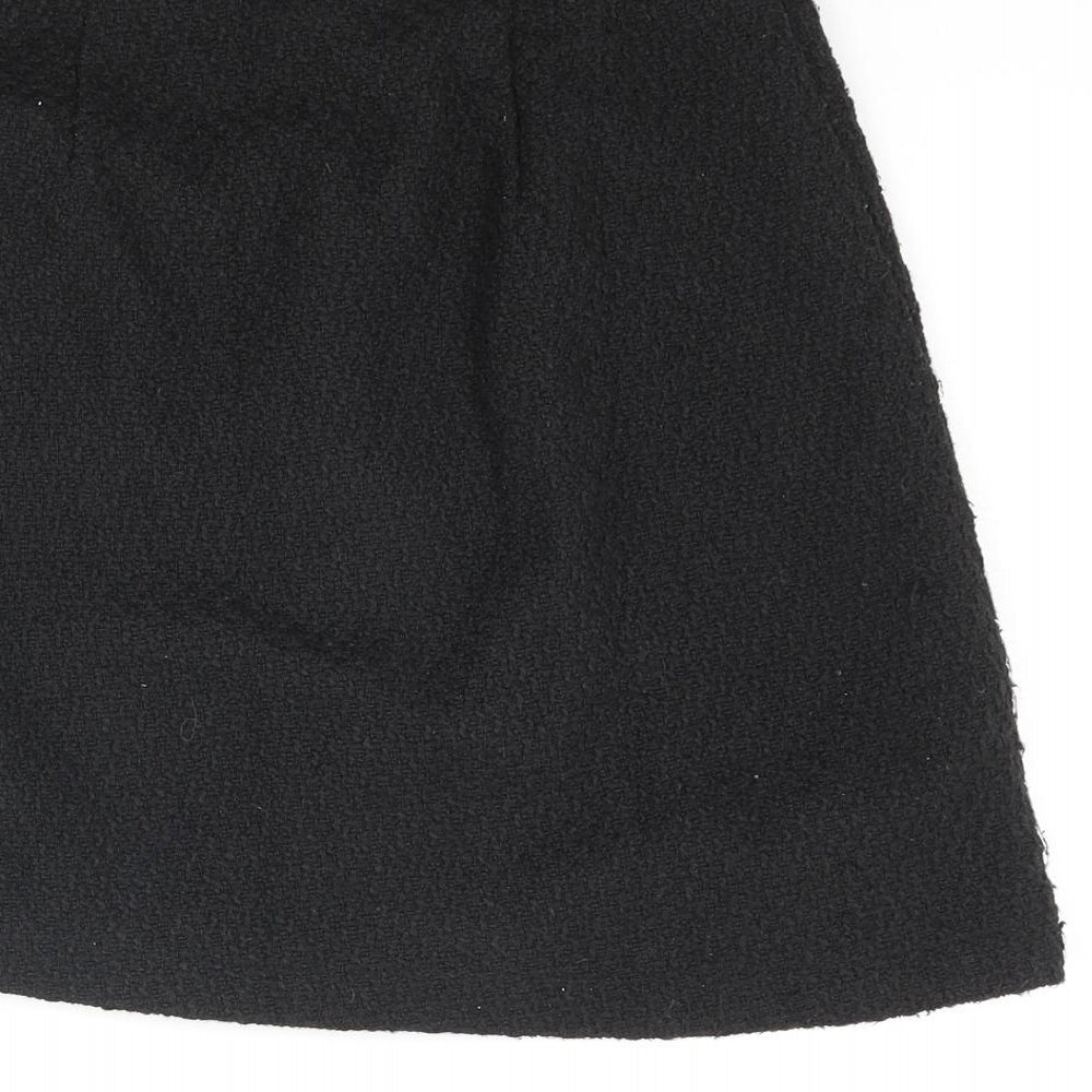 New Look Womens Black Polyester A-Line Skirt Size 6 Zip
