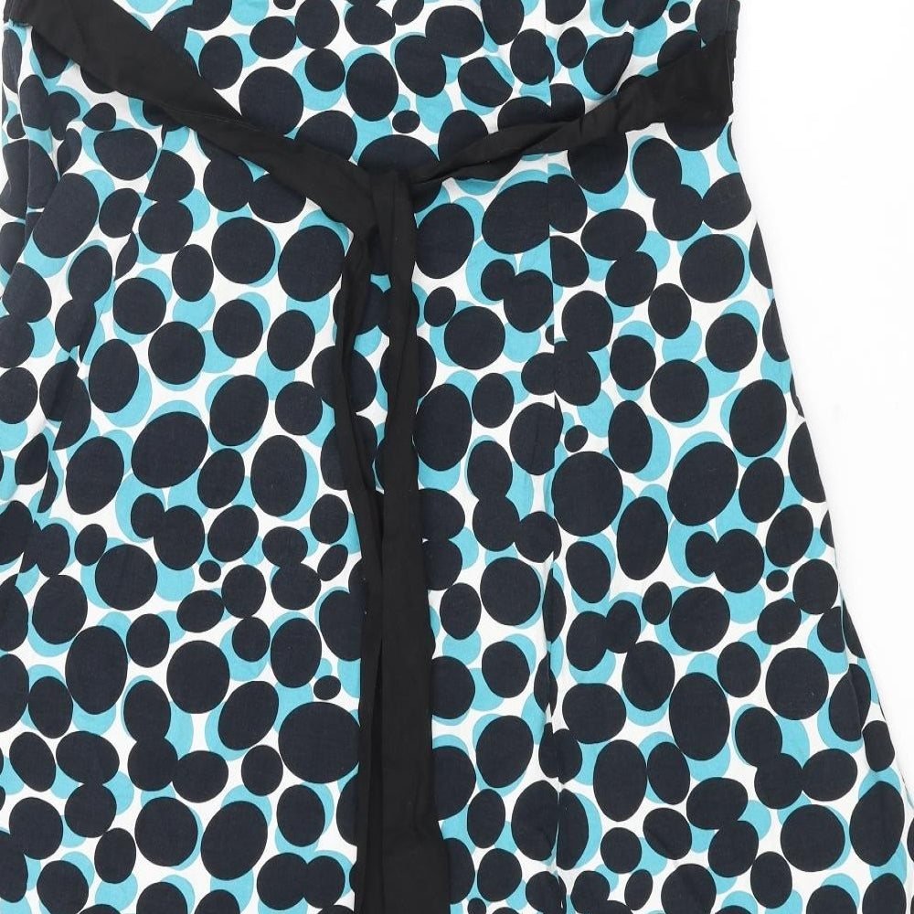 RJR.John Rocha Womens Multicoloured Polka Dot Cotton A-Line Size 18 Off the Shoulder Zip