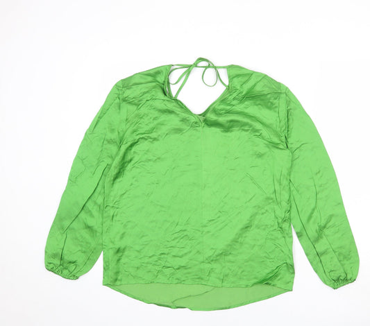 Autograph Womens Green Viscose Basic Blouse Size 8 Round Neck