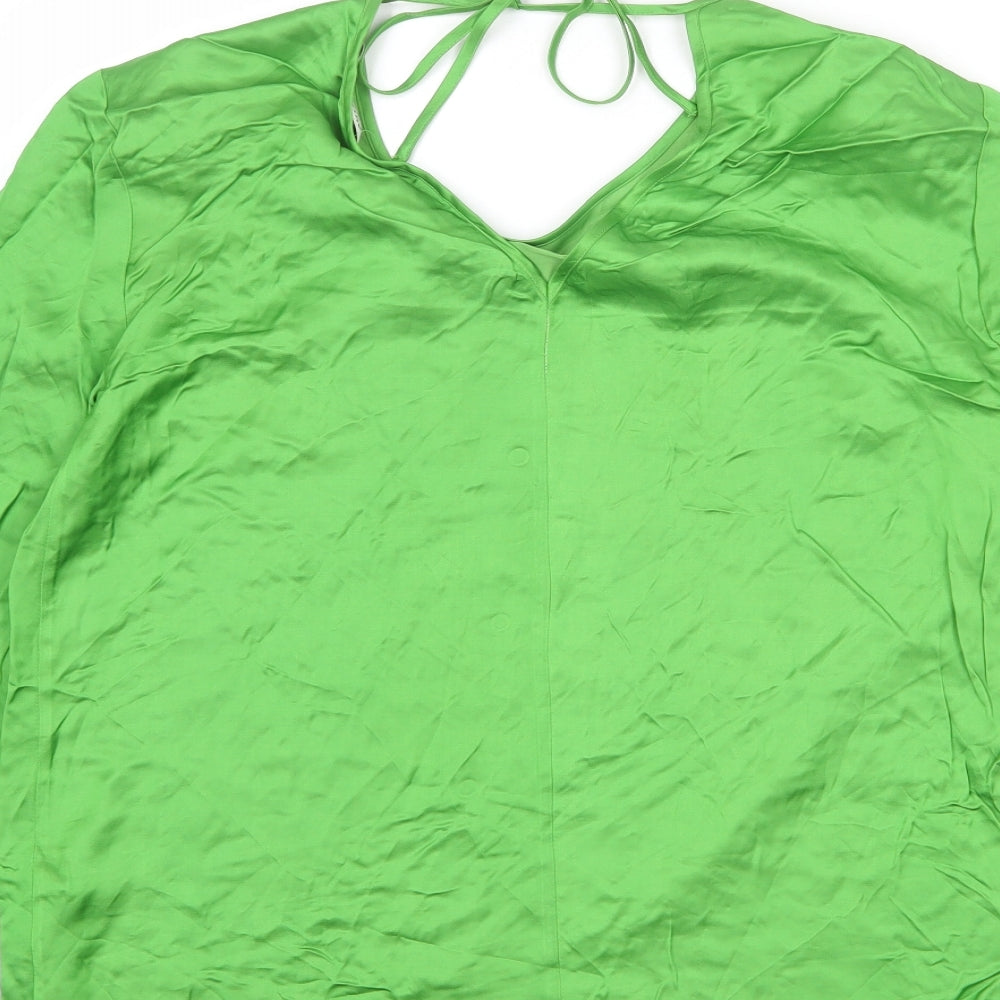 Autograph Womens Green Viscose Basic Blouse Size 8 Round Neck