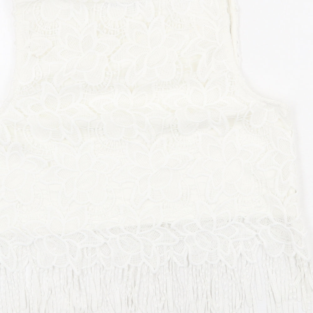 Womens UK Size 14 Quiz White Cropped Tank