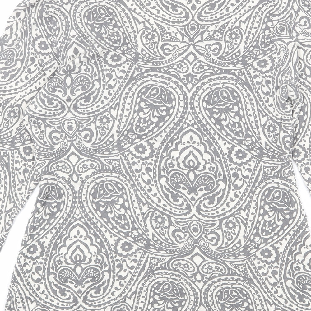 EAST Womens Grey Geometric Viscose Basic Blouse Size 12 V-Neck