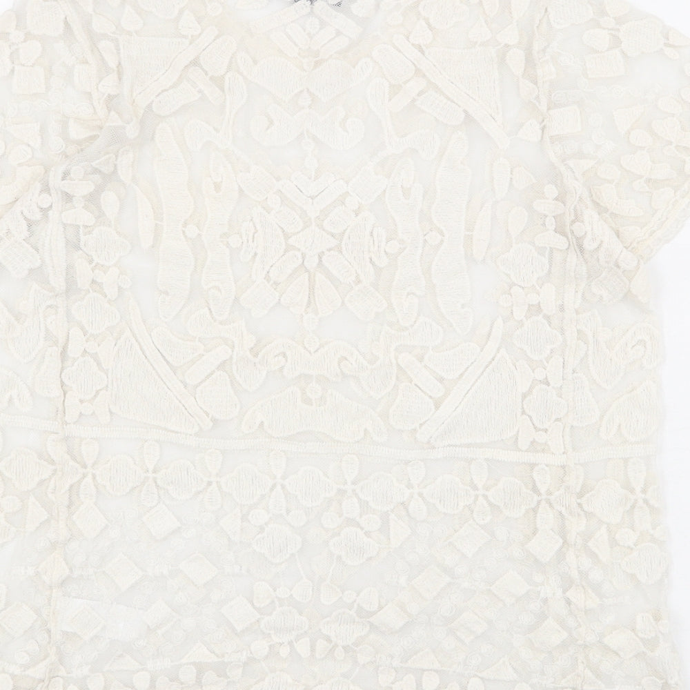 Womens UK Size S JULIE Ivory Basic T-Shirt
