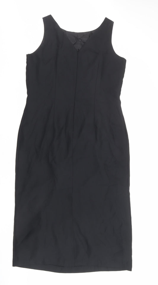 St Michael Womens Black Polyester Pencil Dress Size 16 Round Neck Zip - Floral