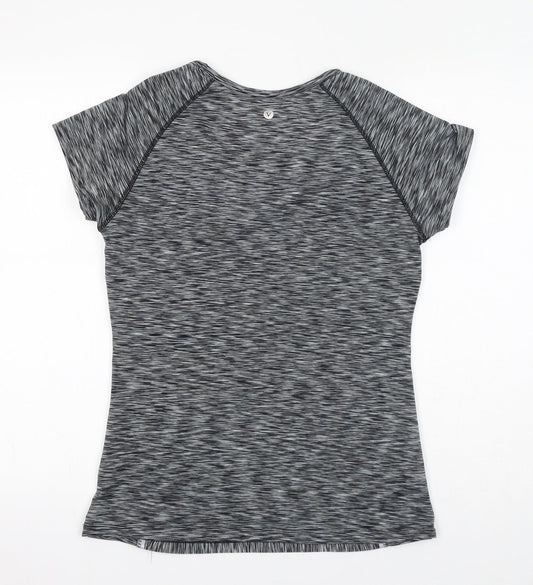 Velocity Womens Grey Geometric Polyester Basic T-Shirt Size M Round Neck Pullover