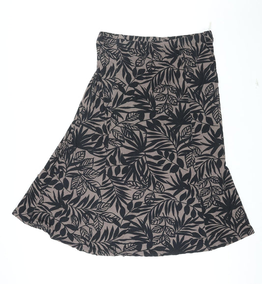 Additional front view of Cotswold Collection women’s multicoloured geometric viscose swing skirt, size 2XL, - leaf pattern