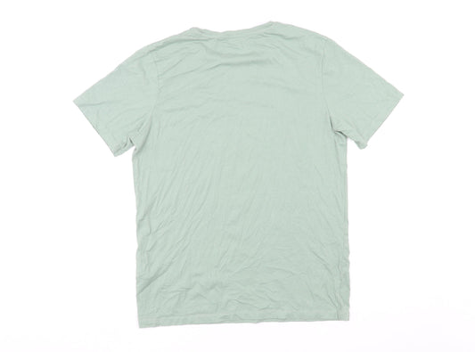 JACK & JONES Mens Green Cotton T-Shirt Size M Crew Neck - South Bay Local