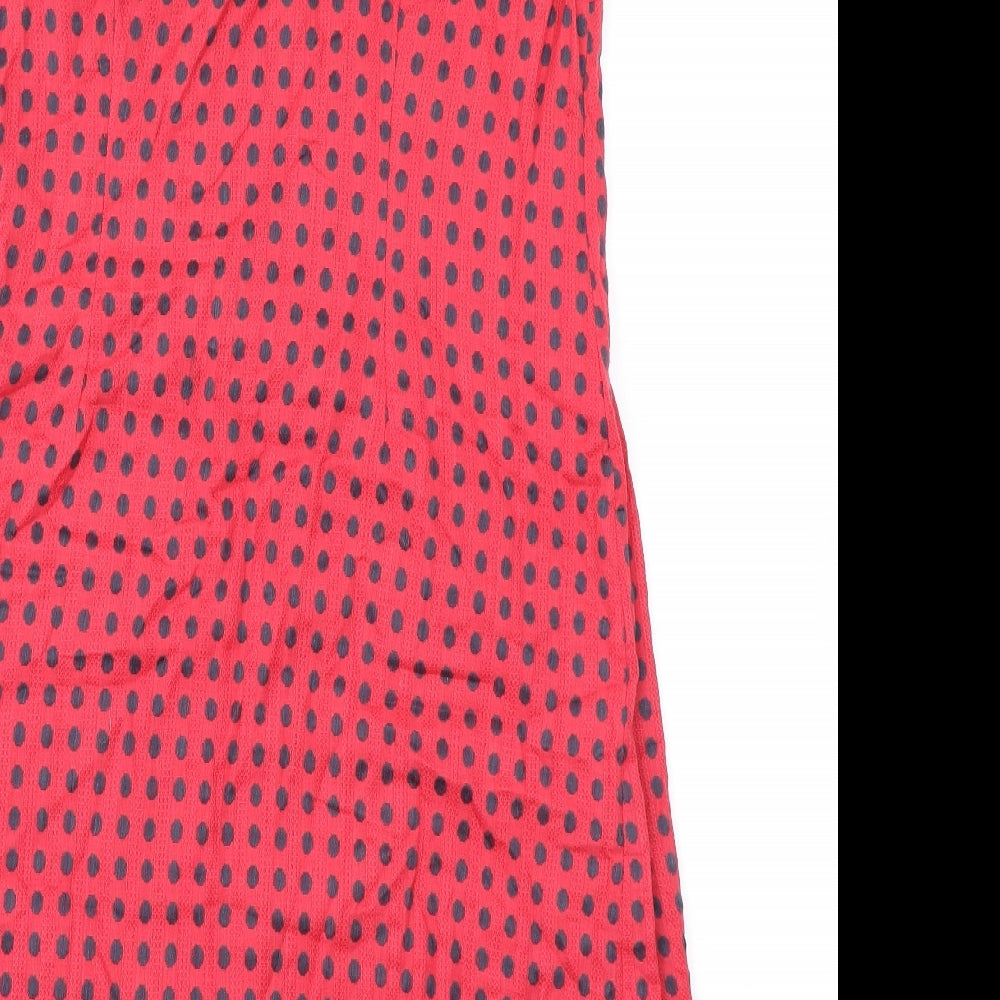 Adini Womens Pink Polka Dot Cotton A-Line Size L Round Neck Pullover