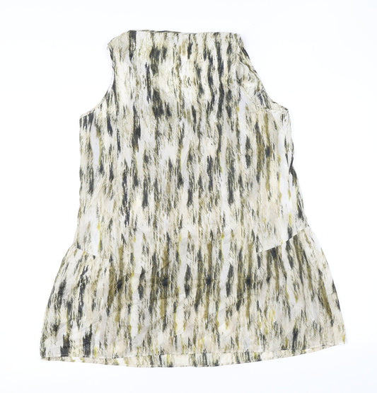 Autograph Womens Black Geometric Polyamide Basic Tank Size 14 Scoop Neck