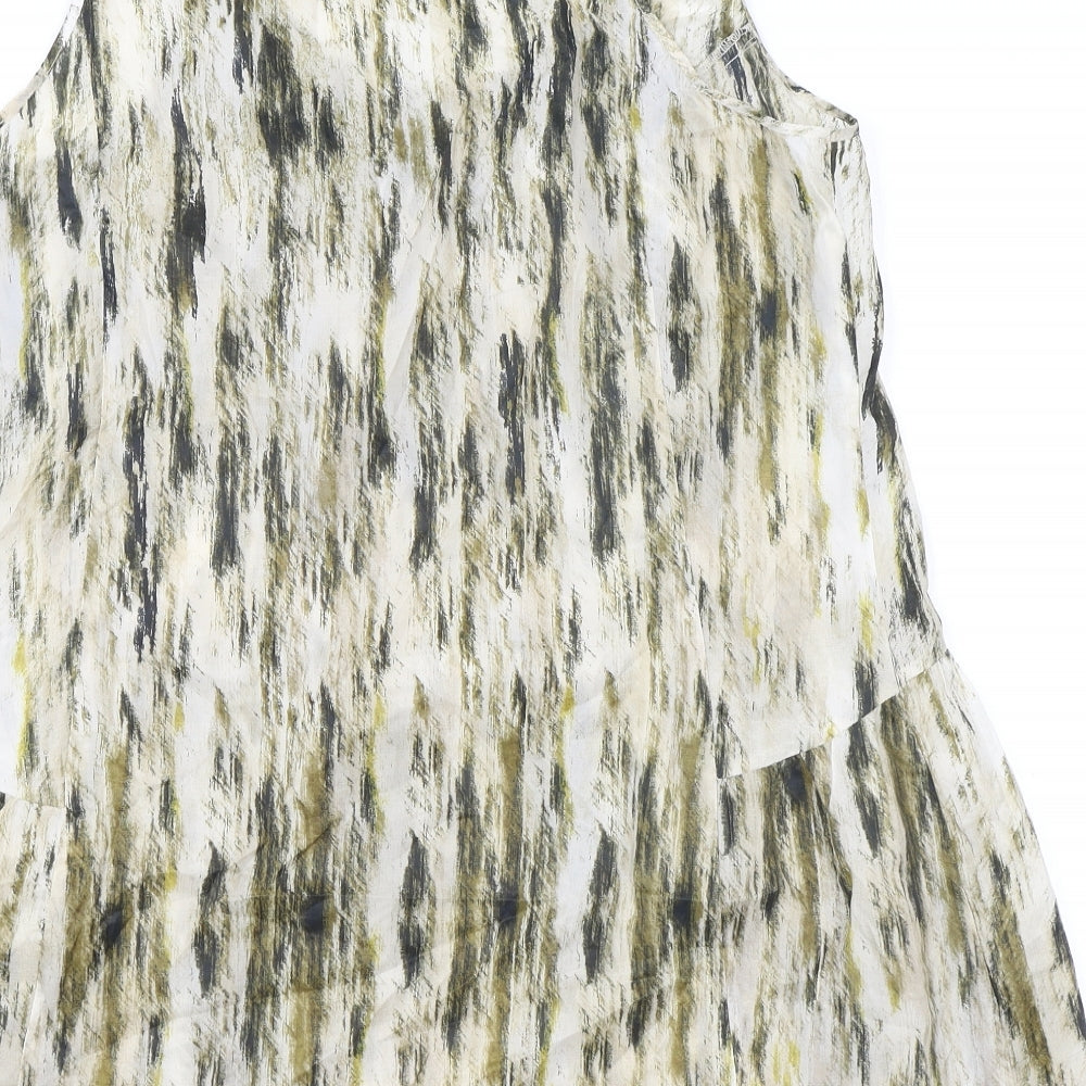 Autograph Womens Black Geometric Polyamide Basic Tank Size 14 Scoop Neck