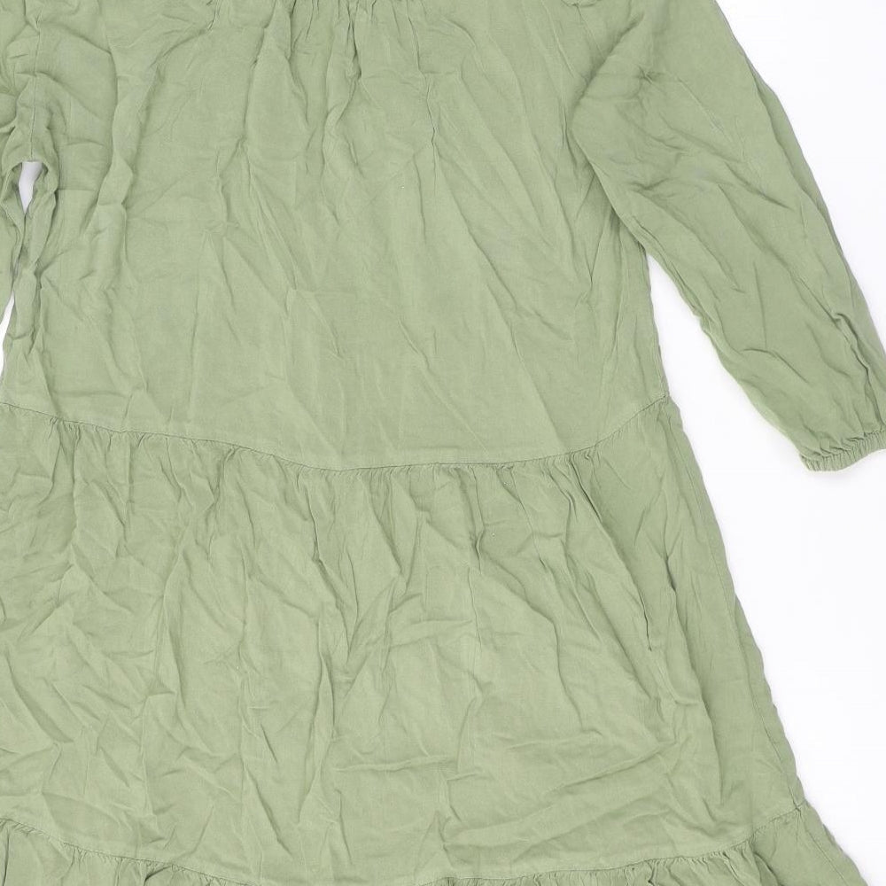 b.young Womens Green Viscose A-Line Size 10 Henley Button