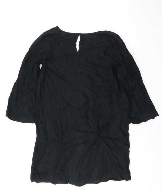 Marks and Spencer Womens Black Flax A-Line Size M V-Neck Pullover