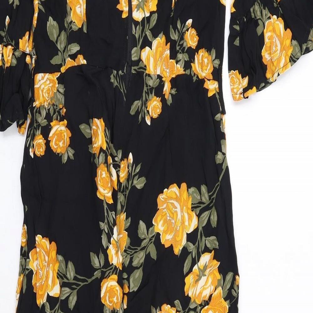 Miss Selfridge Womens Multicoloured Floral Viscose Jumpsuit One-Piece Size 6 L25 in Zip