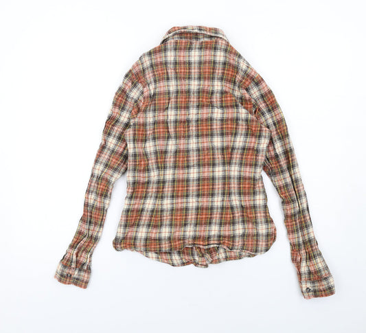 BDG Womens Orange Plaid Cotton Basic Button-Up Size M Collared