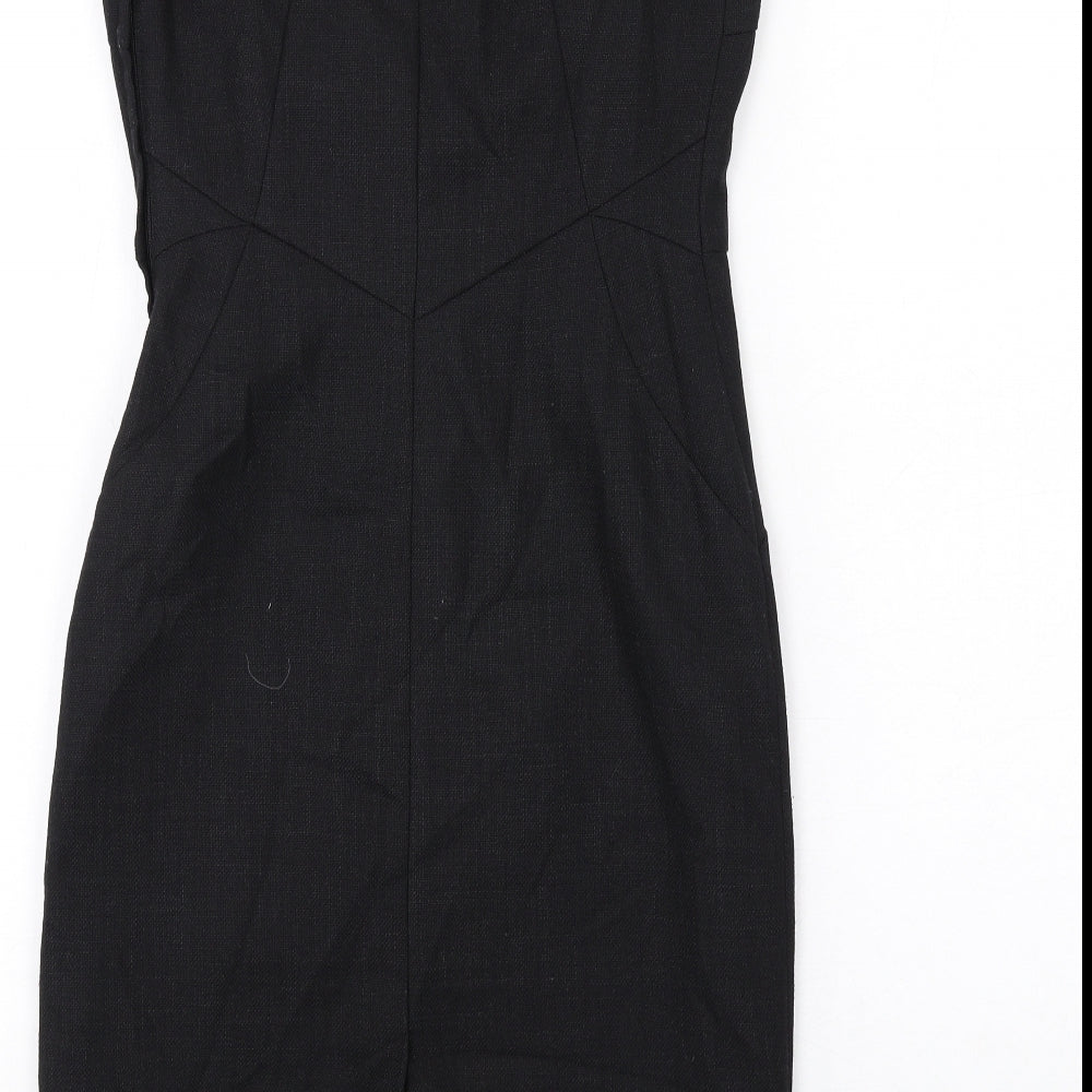 NEXT Womens Black Polyester Shift Size 6 V-Neck Zip