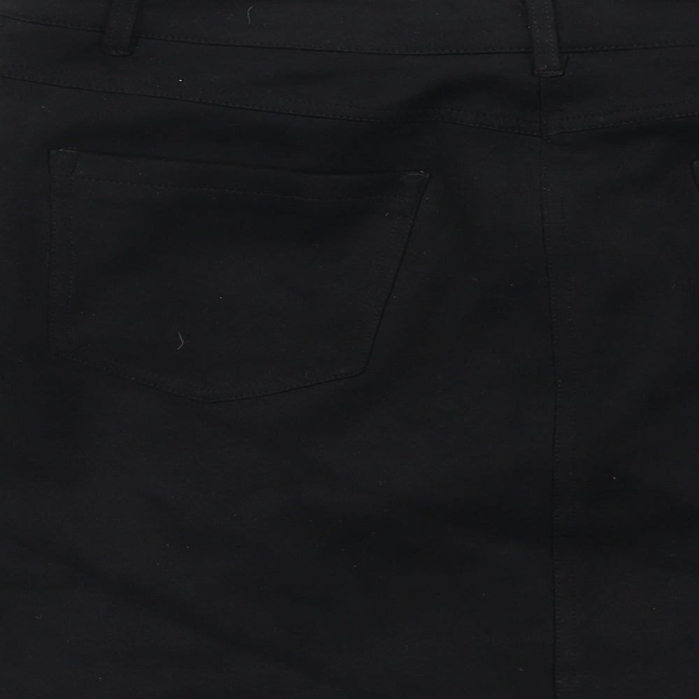 Marks and Spencer Womens Black Polyester A-Line Skirt Size 12 Zip