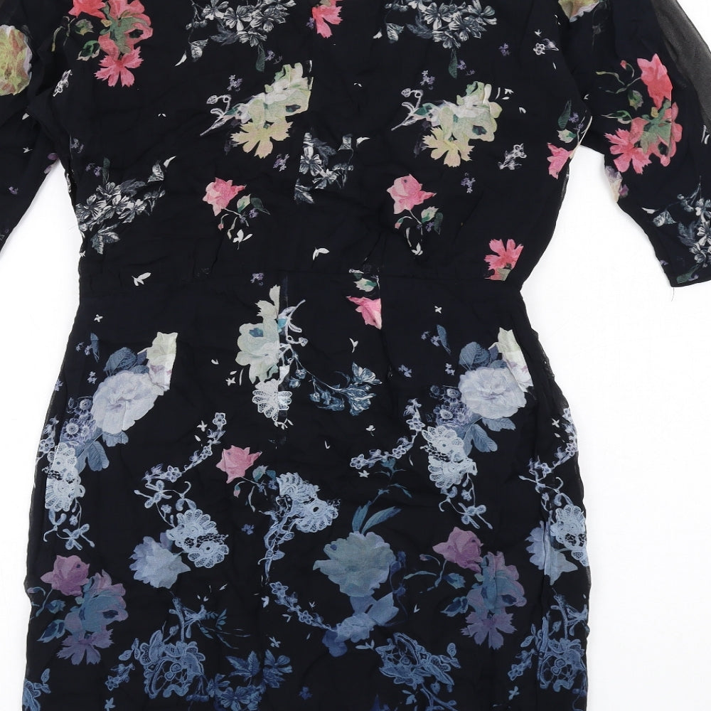 French Connection Womens Multicoloured Floral Viscose A-Line Size 6 Boat Neck Zip - Mesg