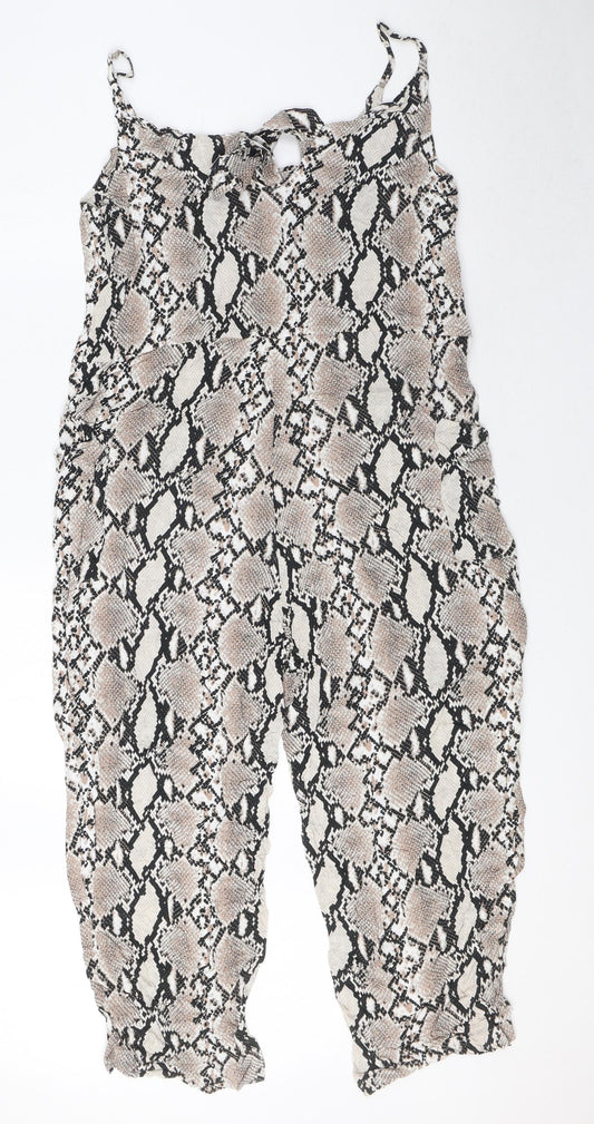 Dorothy Perkins Womens Beige Animal Print Viscose Jumpsuit One-Piece Size 8 Tie - Snake Skin Print