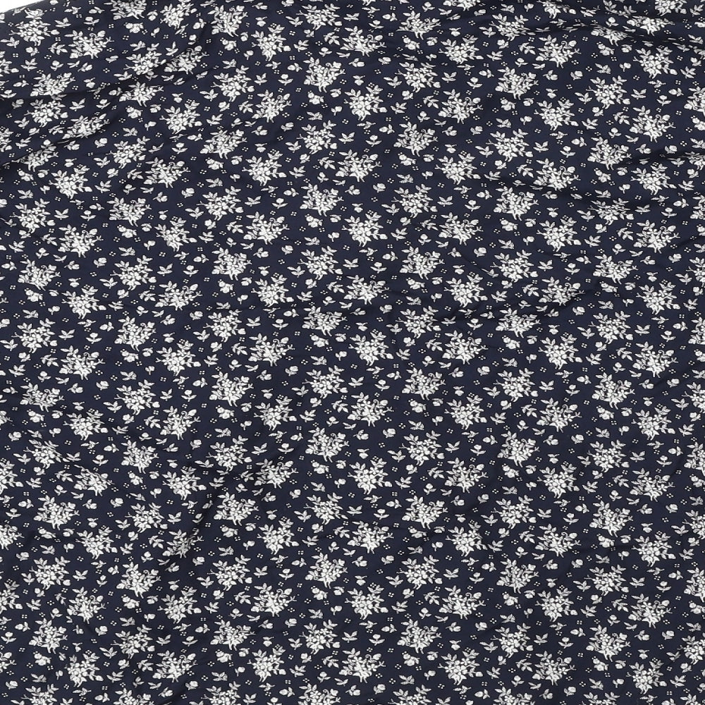 Moments Womens Blue Geometric Viscose Basic Button-Up Size 16 Collared