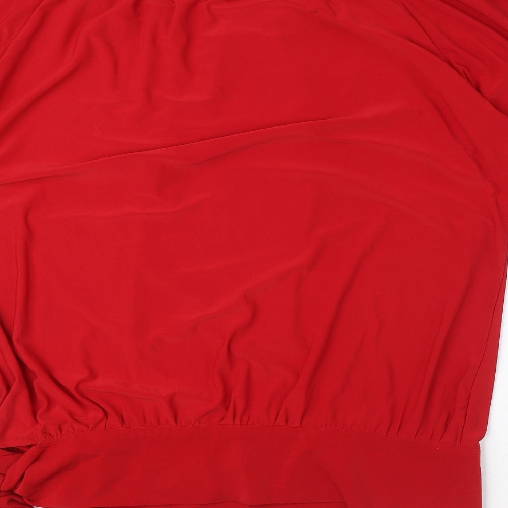 Womens UK Size M Nina Leonard Red Basic T-Shirt