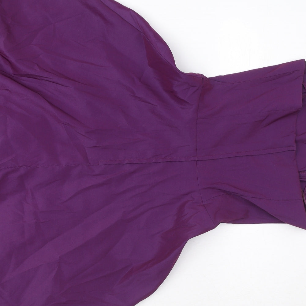 Topshop Womens Purple Polyester A-Line Size 8 Off the Shoulder Zip