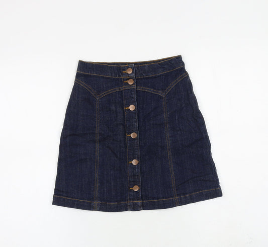 Womens UK Size 4 H&M A-Line Denim Skirt
