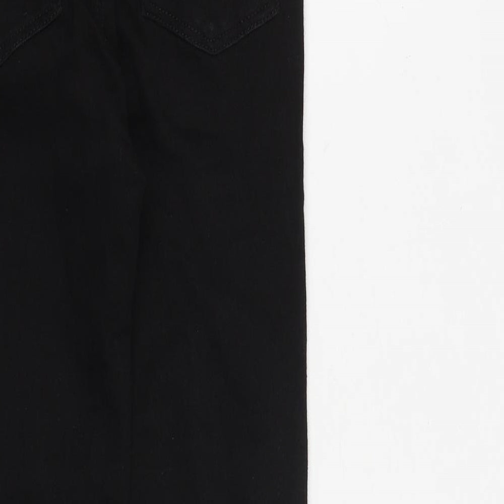 Brand and care label for Denim & Co. women’s black cotton skinny jeans, size UK 6, 27-inch leg regular zip