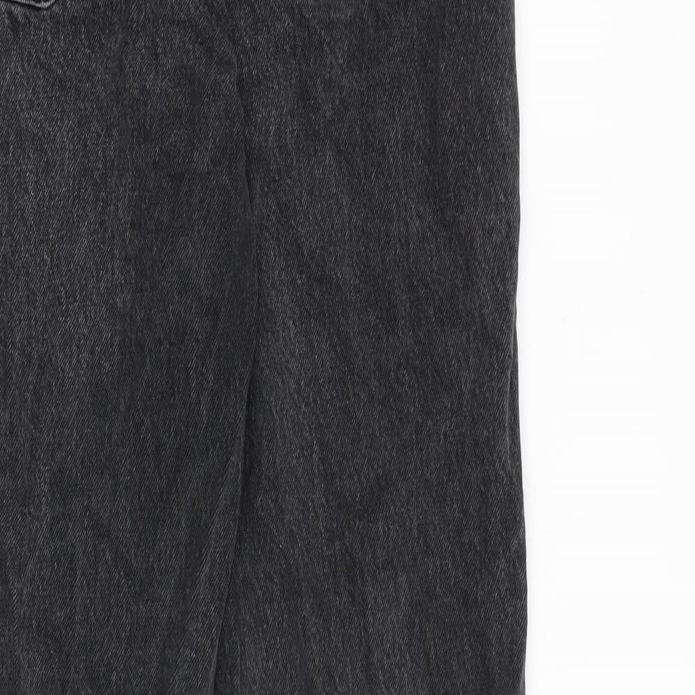 Topshop Womens Grey Cotton Wide-Leg Jeans Size 26 in L30 in Regular Zip
