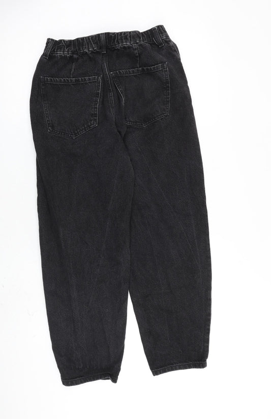 Bershka Womens Black Cotton Mom Jeans Size 26 in L26 in Regular Zip