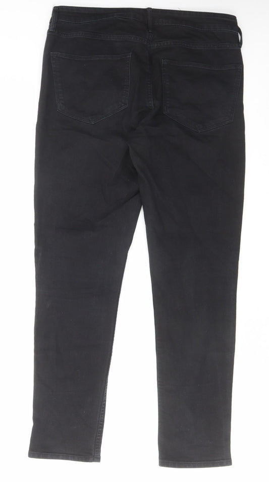 Mens UK Size 32 in H&M Regular Fit Straight Black Jeans