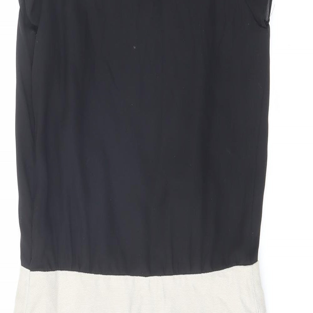 NEXT Womens Black Colourblock Polyester A-Line Size 8 Boat Neck Zip