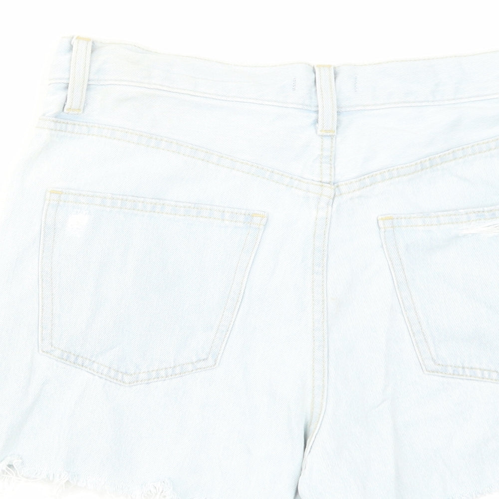 Uniqlo Womens Blue Cotton Cut-Off Shorts Size 24 in L3 in Regular Zip