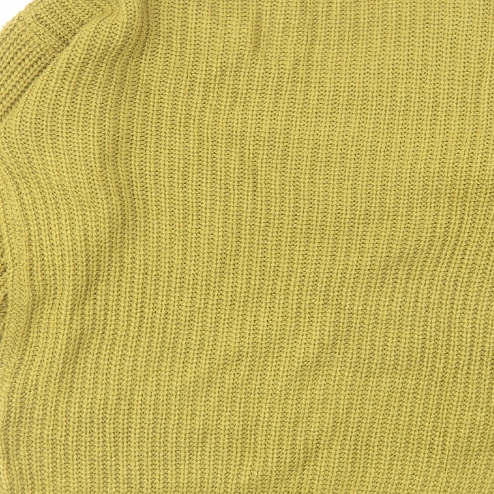 Boohoo Womens Green V-Neck Acrylic Pullover Jumper Size S