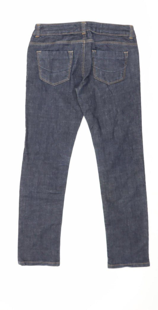 Topshop Womens Blue Cotton Straight Jeans Size 28 in L30 in Regular Zip
