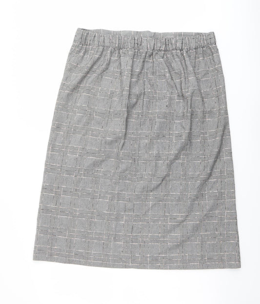 Marks and Spencer Womens Grey Plaid Polyester A-Line Skirt Size 16