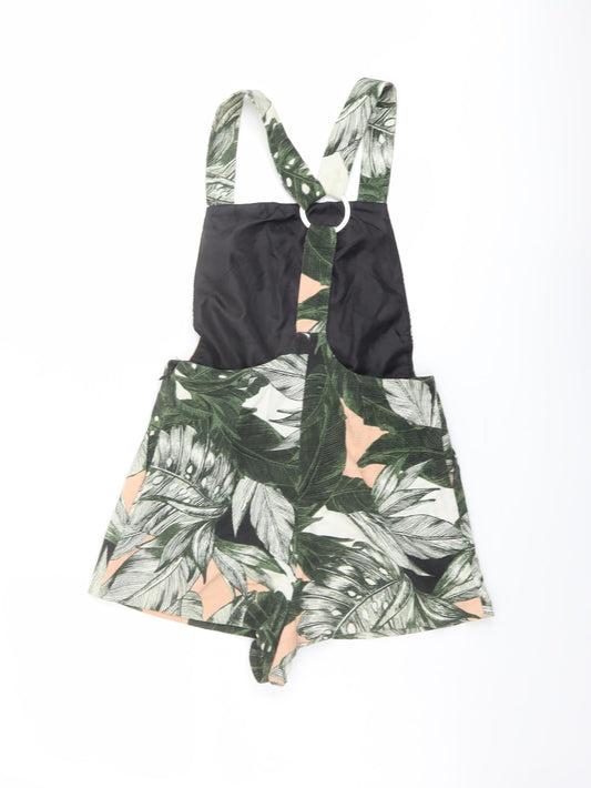 Topshop Womens Green Geometric Cotton Dungaree One-Piece Size 6 Pullover - Leaf Print