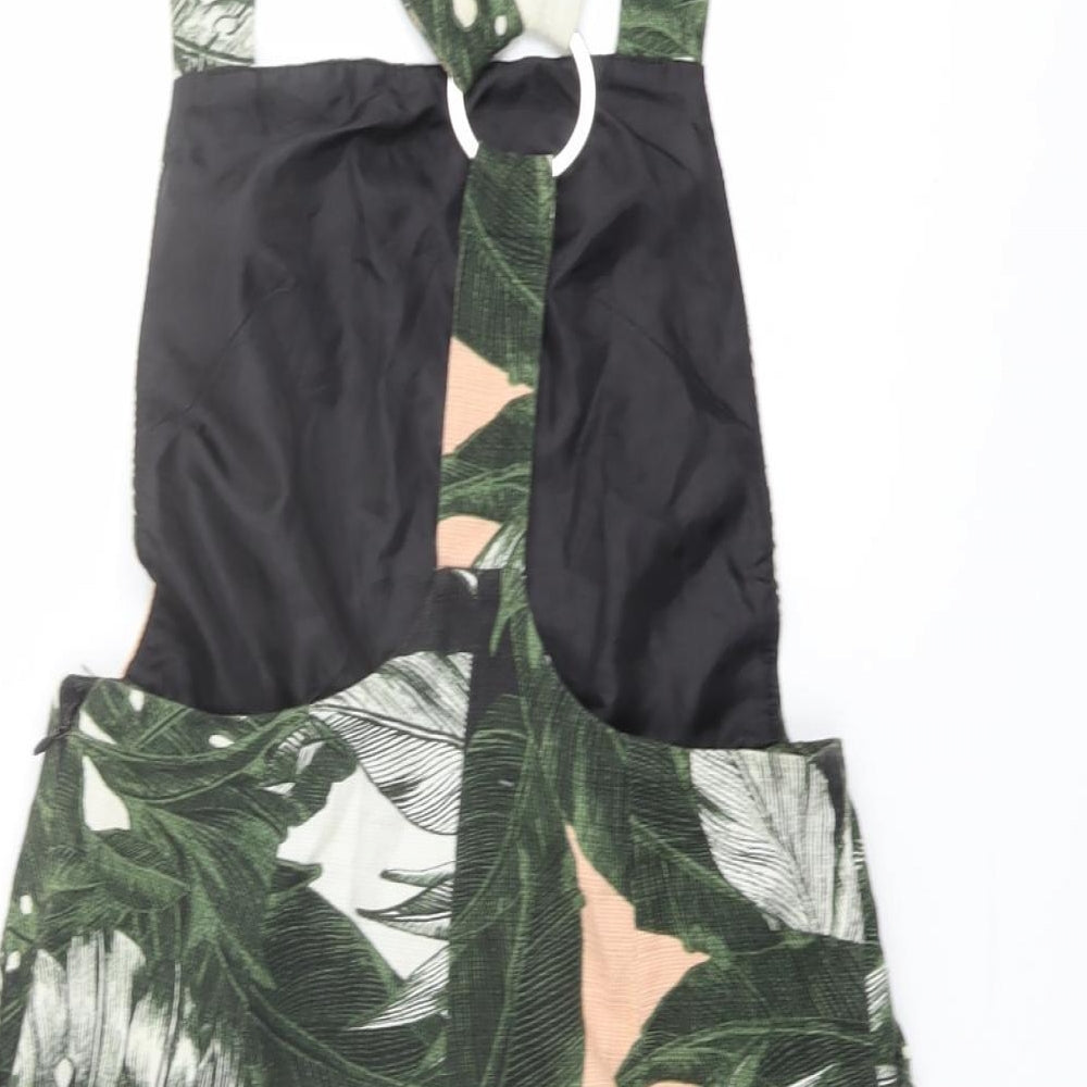 Topshop Womens Green Geometric Cotton Dungaree One-Piece Size 6 Pullover - Leaf Print