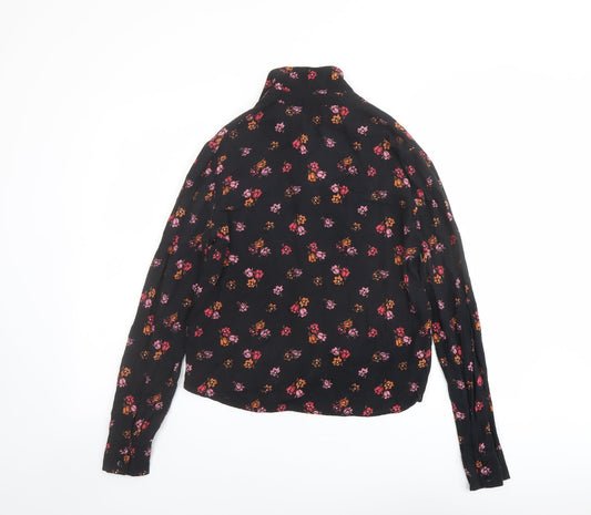 Womens UK Size 10 Topshop Black Basic Button-Up