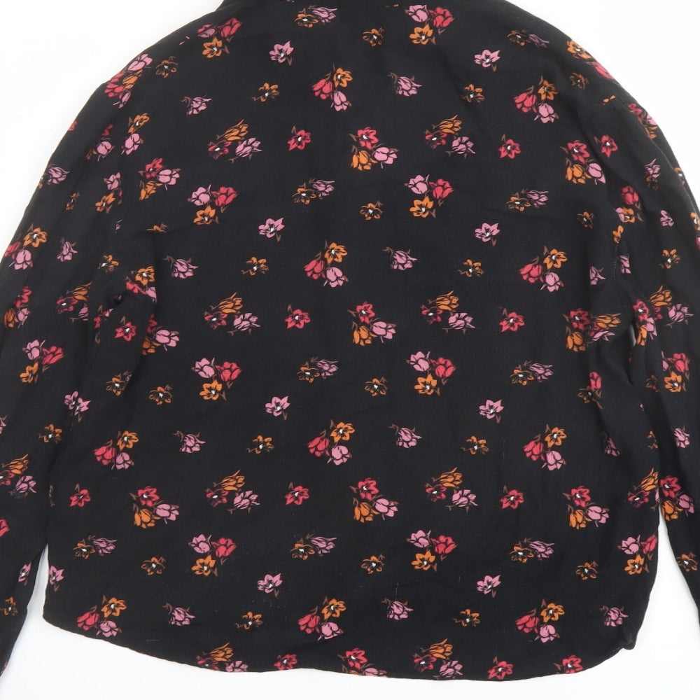 Womens UK Size 10 Topshop Black Basic Button-Up