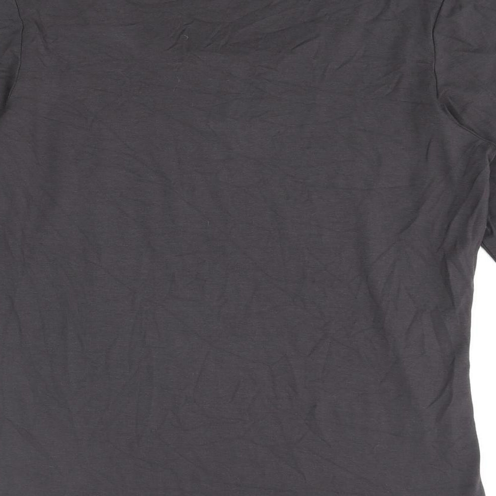 Barbara Lebek Womens Grey Geometric Viscose Basic T-Shirt Size 12 Round Neck