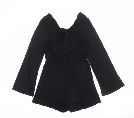 Monki Womens Black Polyester Playsuit One-Piece Size S L3 in Tie