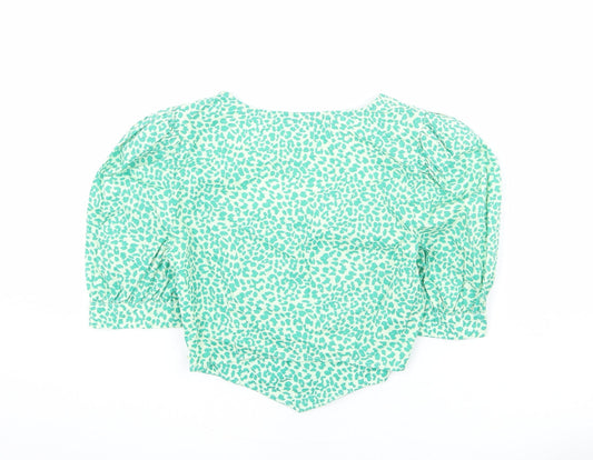 Womens UK Size 8 Topshop Green Cropped Blouse
