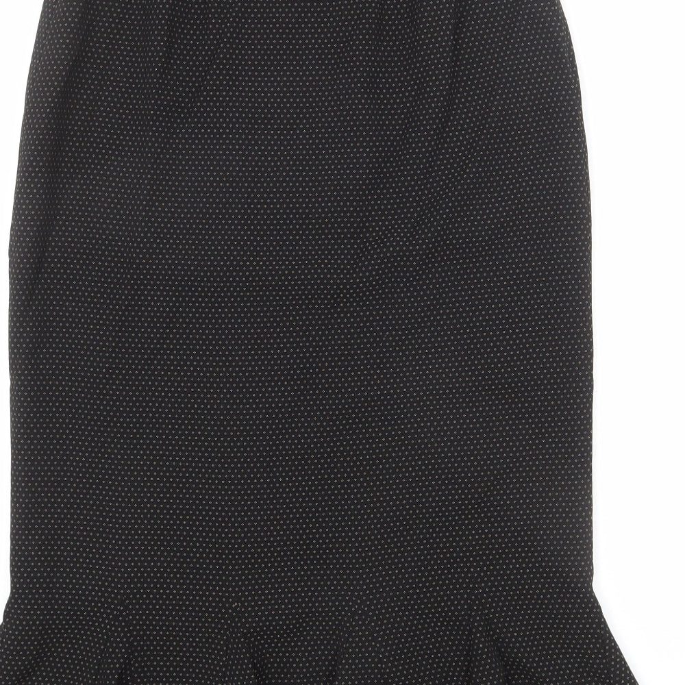 Alex & Co Womens Black Polka Dot Polyester Trumpet Skirt Size 10 Zip