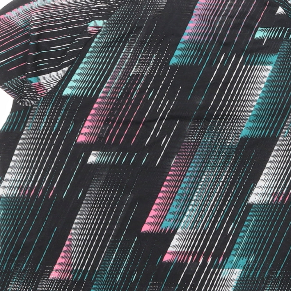 GOODMOVE Womens Multicoloured Geometric Polyester Basic T-Shirt Size 6 Scoop Neck Pullover