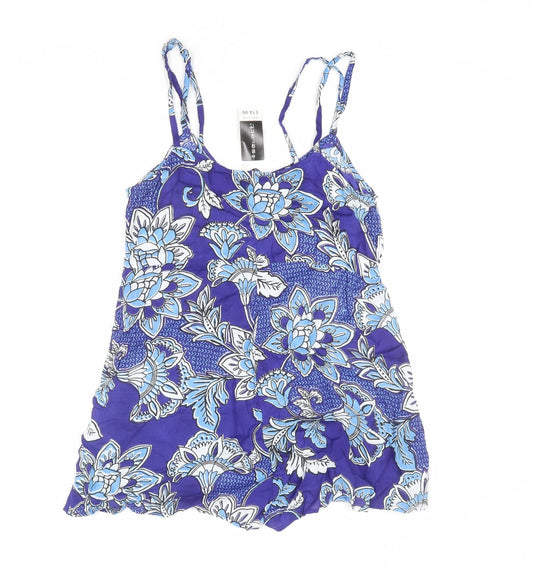 Select Womens Blue Floral Viscose Playsuit One-Piece Size 10 L3 in Pullover