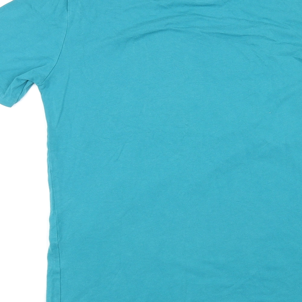 H&M Boys Blue Cotton Basic T-Shirt Size 12-13 Years Round Neck Pullover - Floss Mode